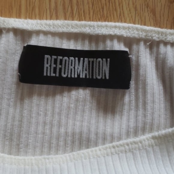 Reformation Ribbed White Long Sleeve - Picture 2 of 4